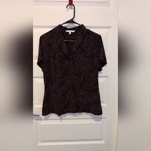 Croft & Barrow Dark Purple Patterned Blouse
